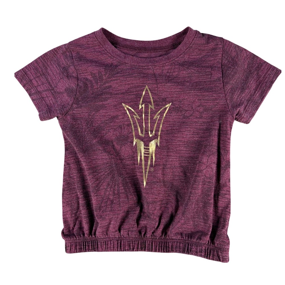 Colosseum ASU Sun Devils T-Shirt Gold Pitchfork Maroon 3T Cotton Blend Toddler